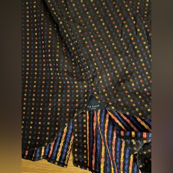 Ted Baker London Black Multicolor Button Down Shirt, size L - Picture 10 of 13